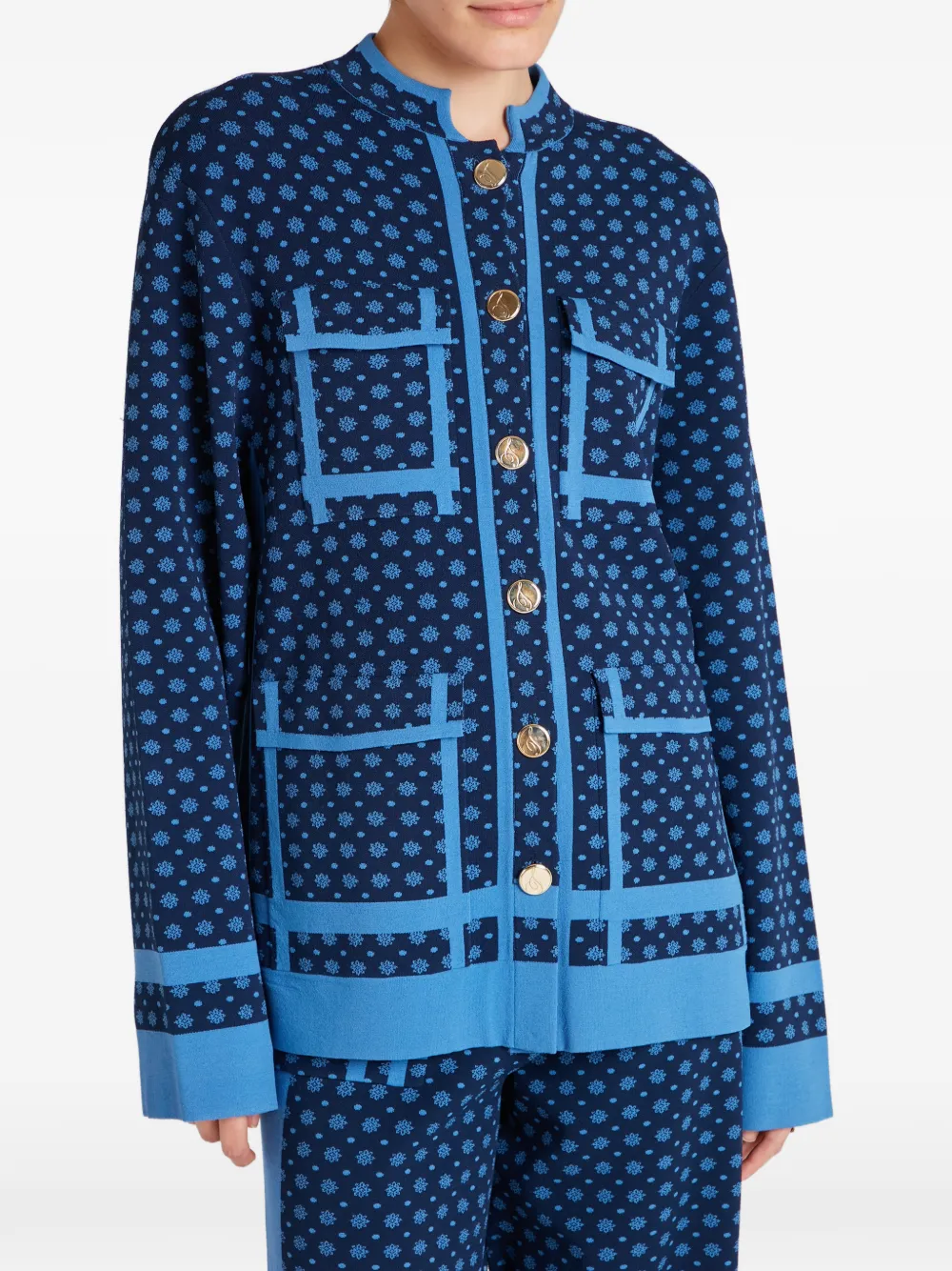 Temperley London Ditzie gebreid jack met bloemenprint Blauw