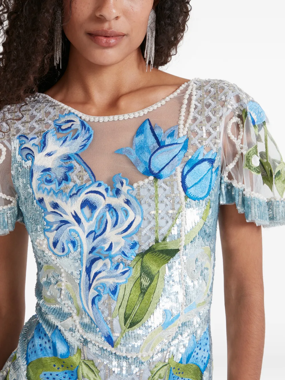 Temperley London Ostuni avondjurk met pailletten Blauw