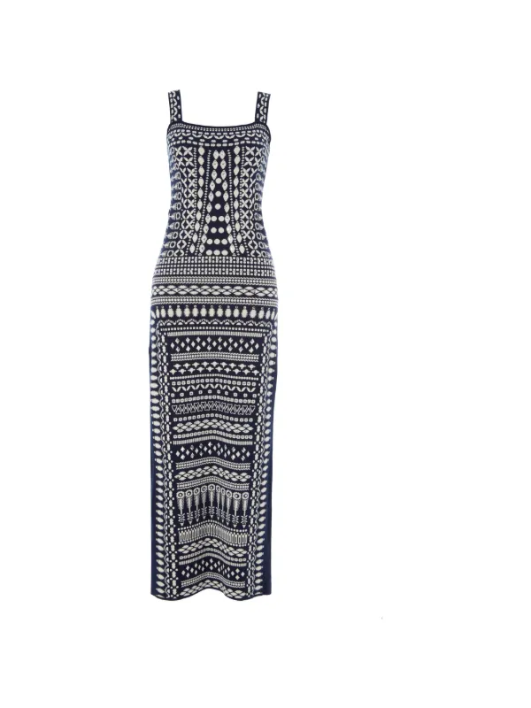 Temperley London Tlalli Knitted Dress | Blue | FARFETCH