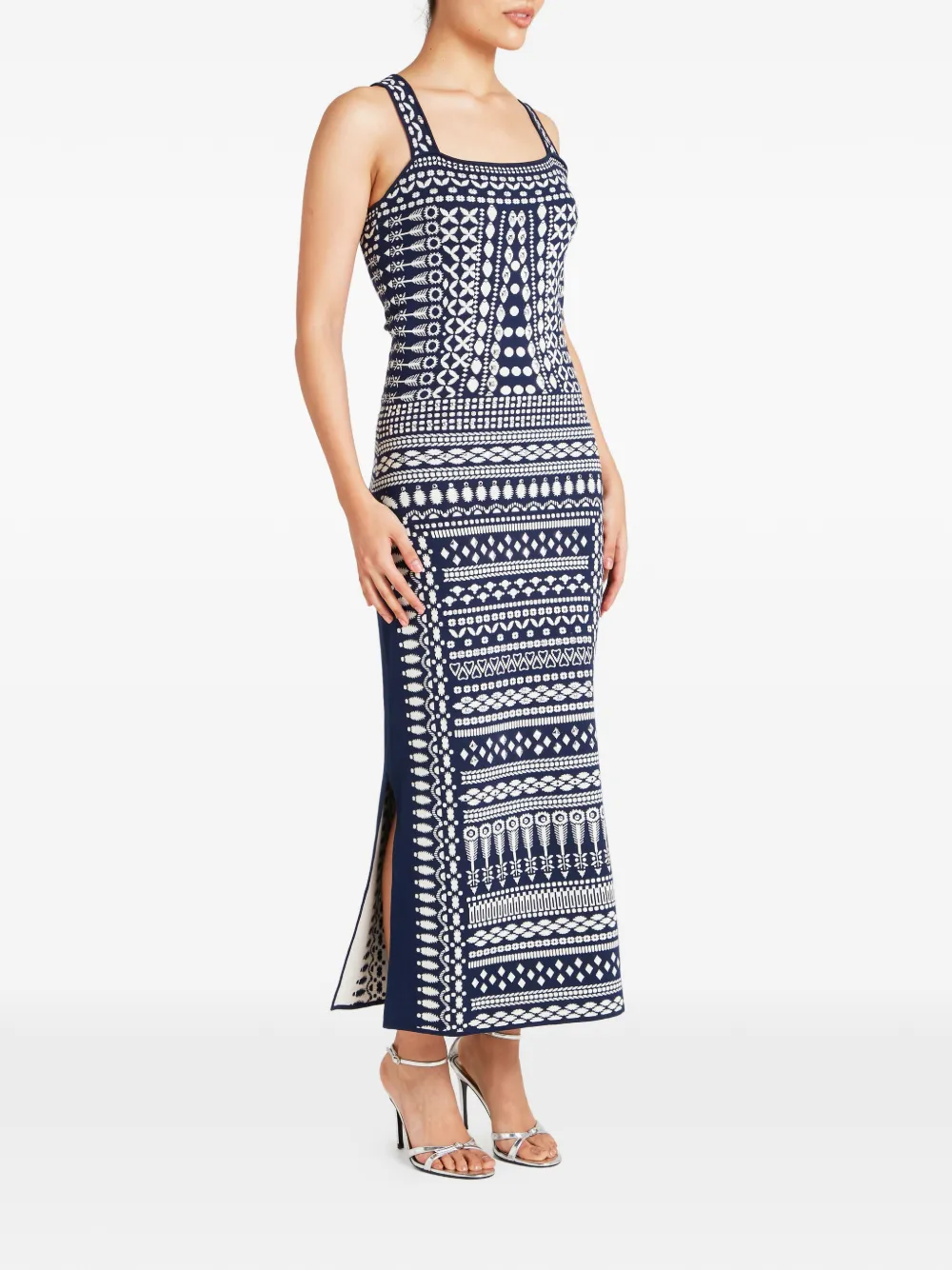  Temperley London Strappy Patterned Knitted Dress - Blue 