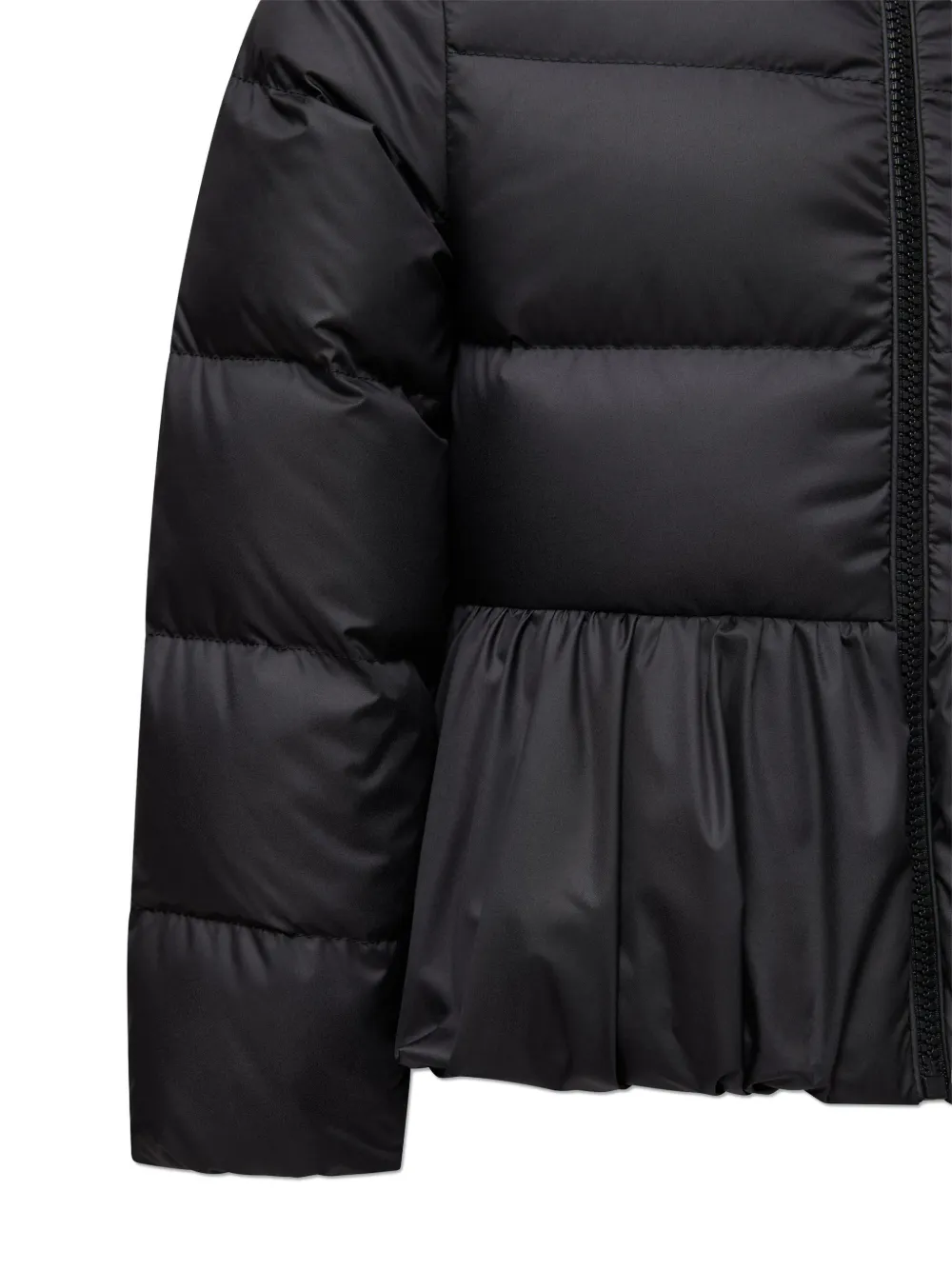 Moncler Enfant Donsjack met peplum-zoom en capuchon Zwart