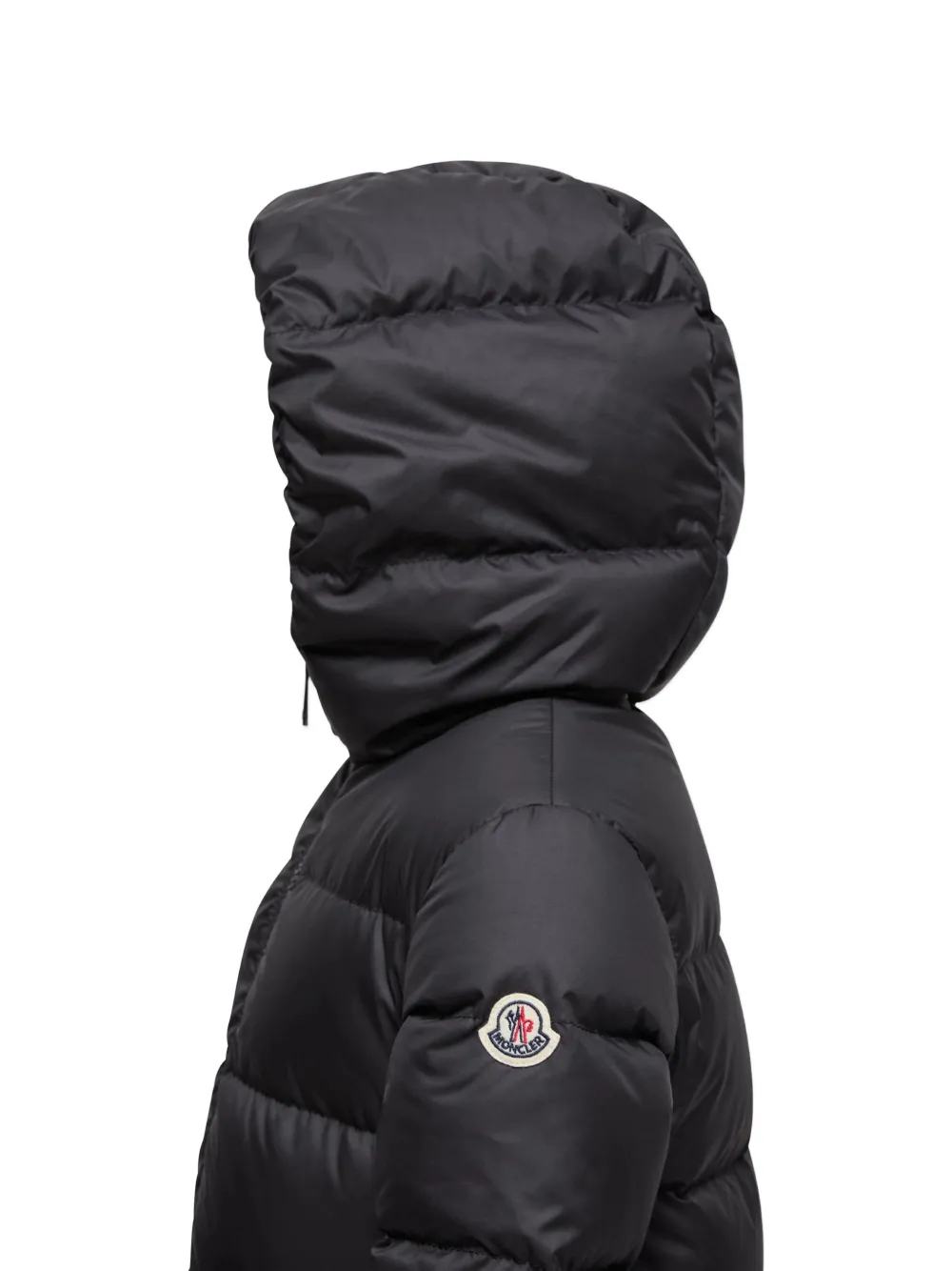 Moncler Enfant Donsjack met peplum-zoom en capuchon Zwart