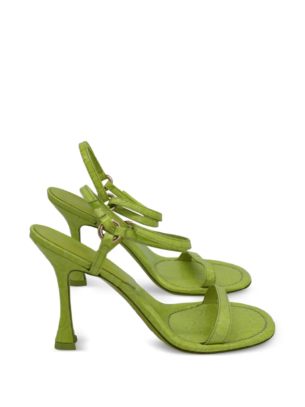 BY FAR crocodile-effect sandals - Verde