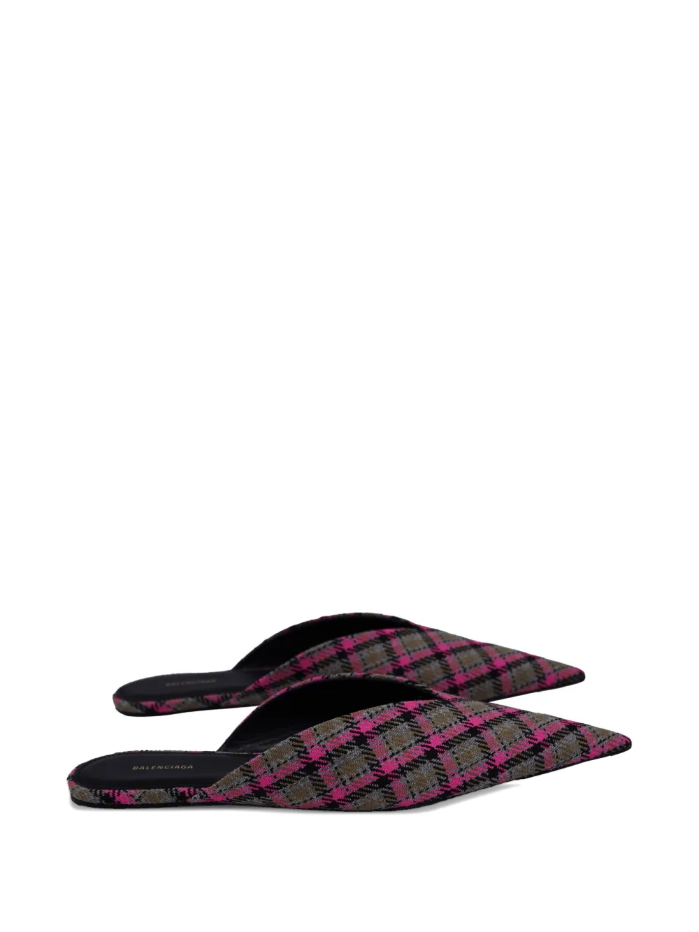 Balenciaga Pre-Owned check-pattern point-toe flat mules - Grigio