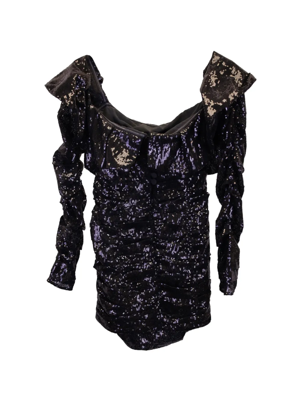 The Attico sequinned off-the-shoulder mini dress - Nero