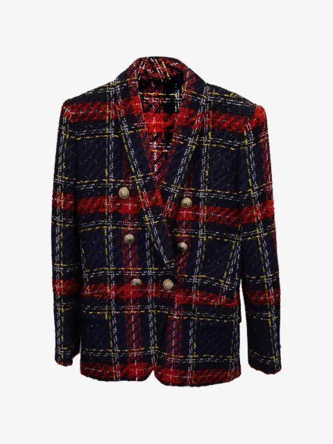 Balmain Pre-Owned tartan double-breasted blazer