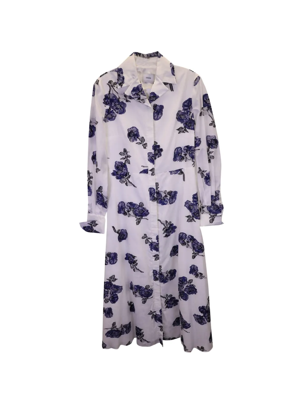 ERDEM Emily floral-print midi shirt dress - Bianco