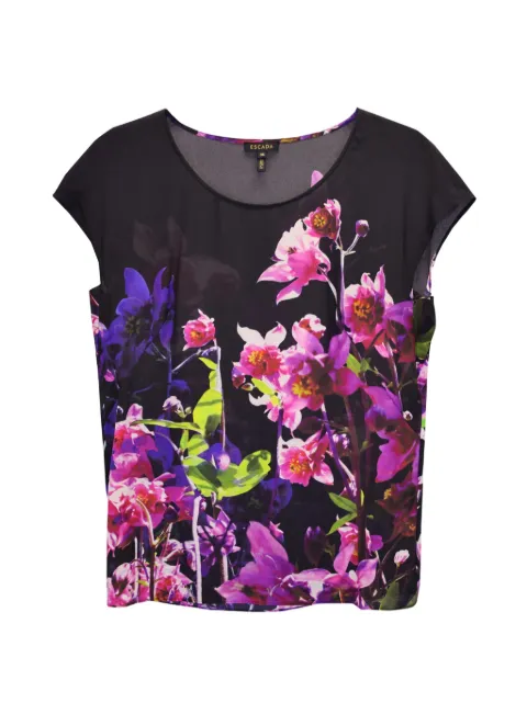 Escada Pre-Owned floral round-neck blouse