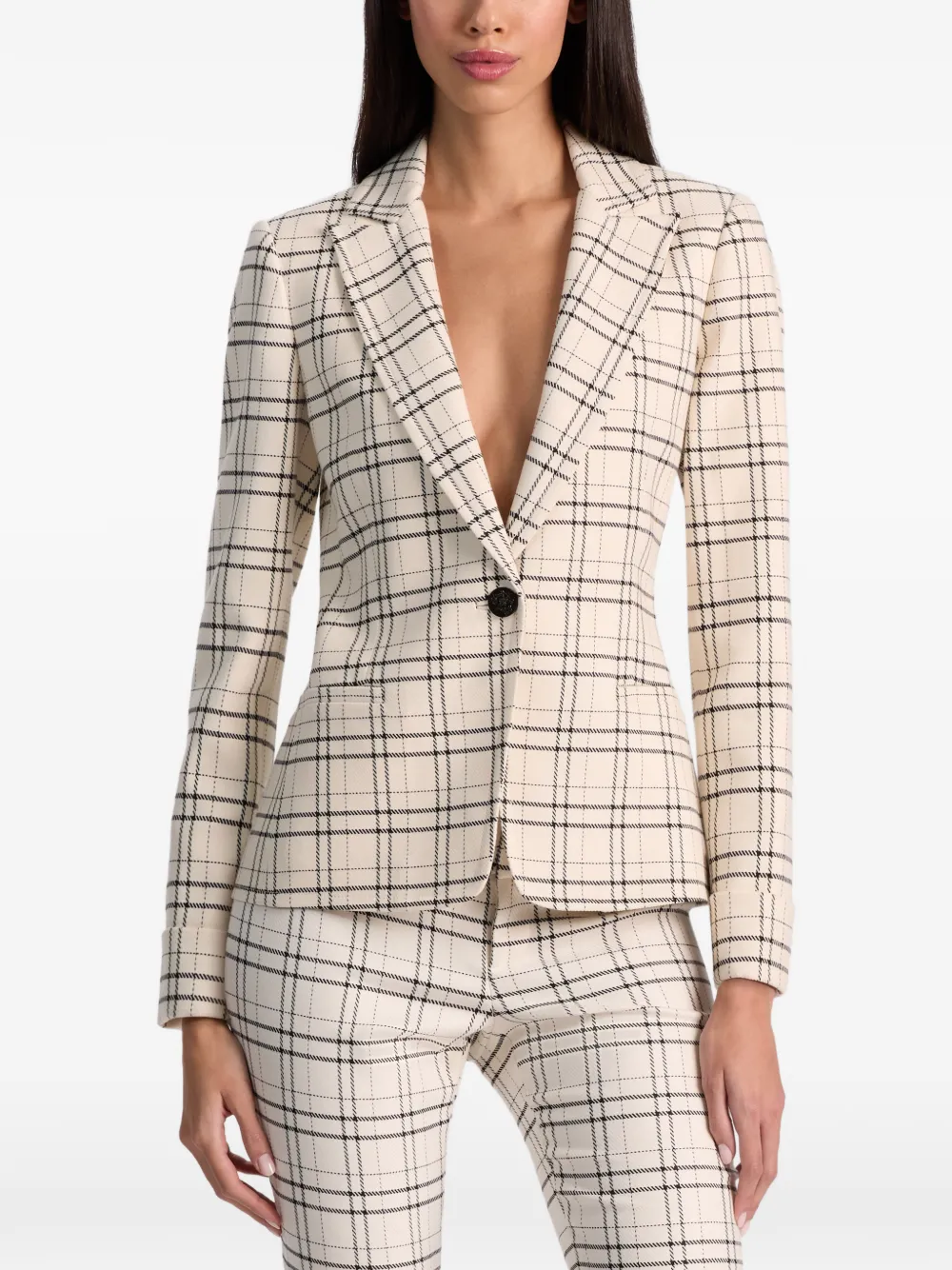 alice + olivia Geruite blazer met puntige kraag Beige