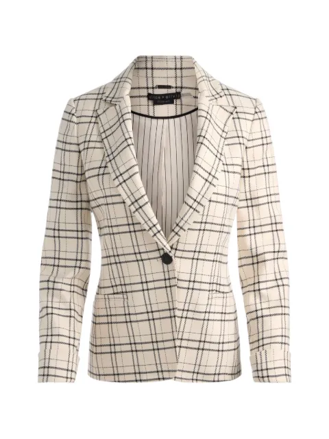 alice + olivia blazer con motivo de cuadros y cuello de pico