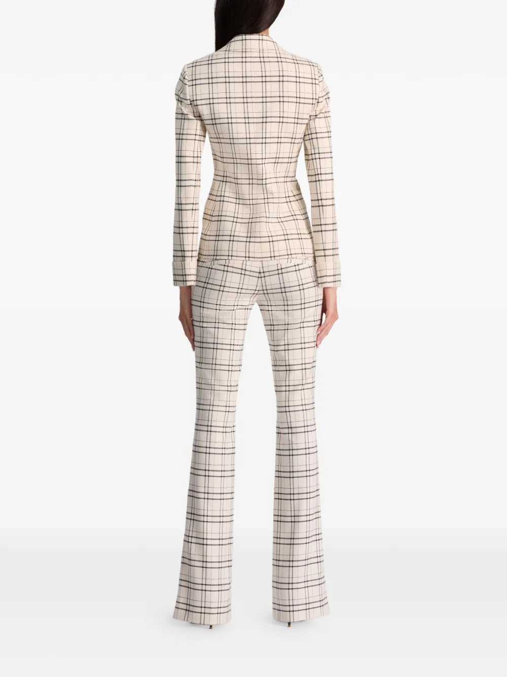  Alice + Olivia Peak-collar Plaid Blazer - Neutrals 