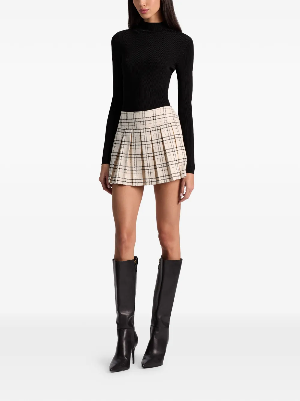  Alice + Olivia Box-pleat Plaid Mini Skirt - Neutrals 