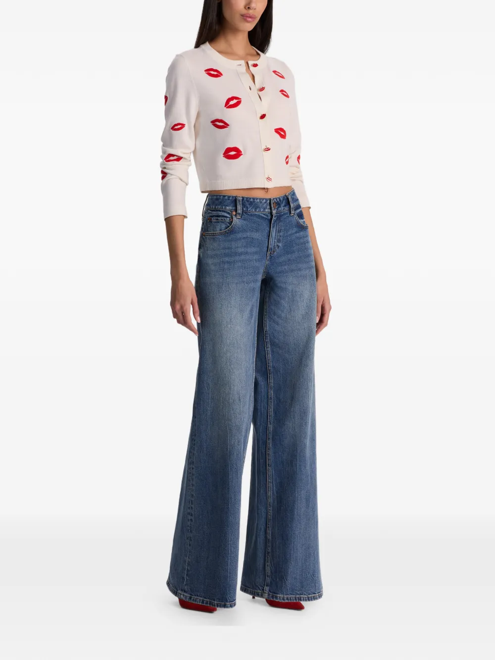  Alice + Olivia Daroda Lips-print Cardigan - Neutrals 