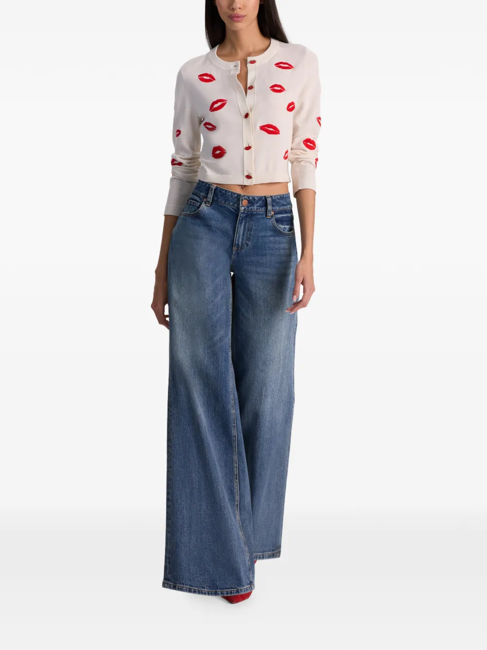  Alice + Olivia Daroda Lips-print Cardigan - Neutrals 