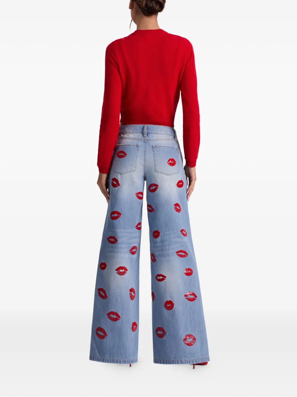  Alice + Olivia Amazing Lips-print Baggy Jeans - Blue 