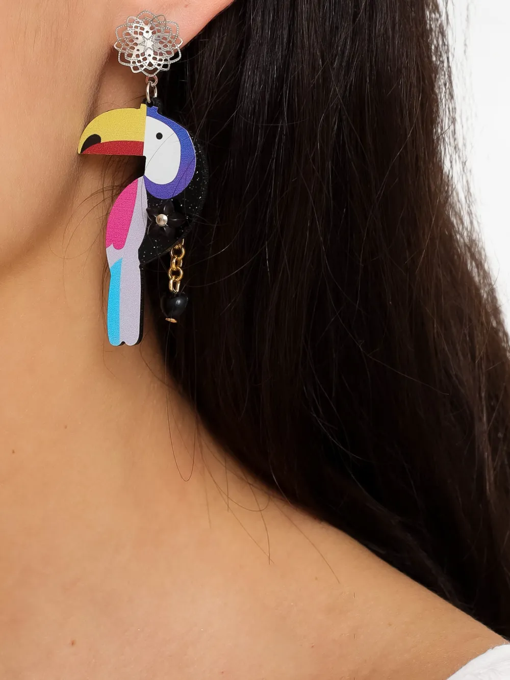  Amir Slama Toucan-motif Earrings - Silver 