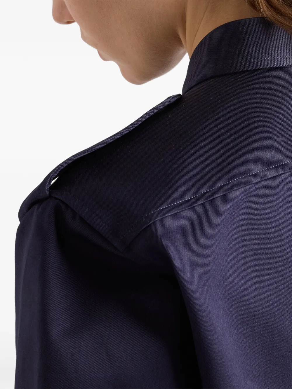 Prada Blouse met epauletten en zak Blauw