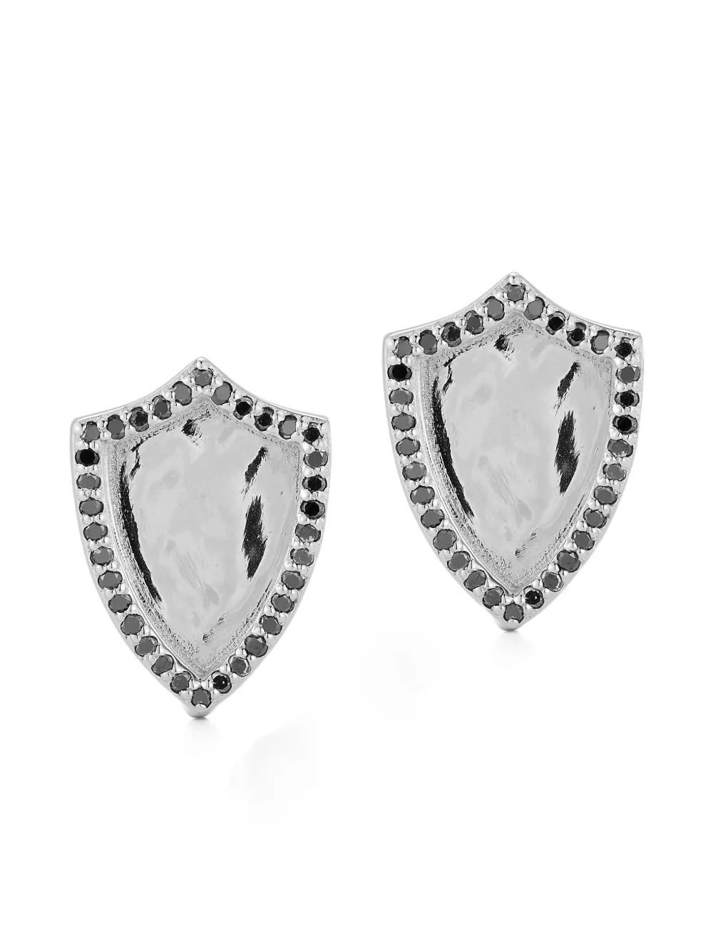 Mateo black-diamond shield cufflinks - Argento