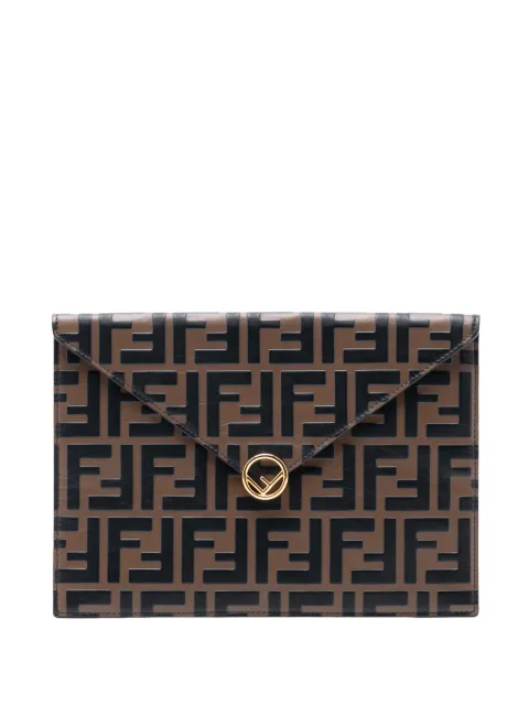 Fendi Pre-Owned 2010-2025 Zucca Embossed Envelope Leather clutch bag