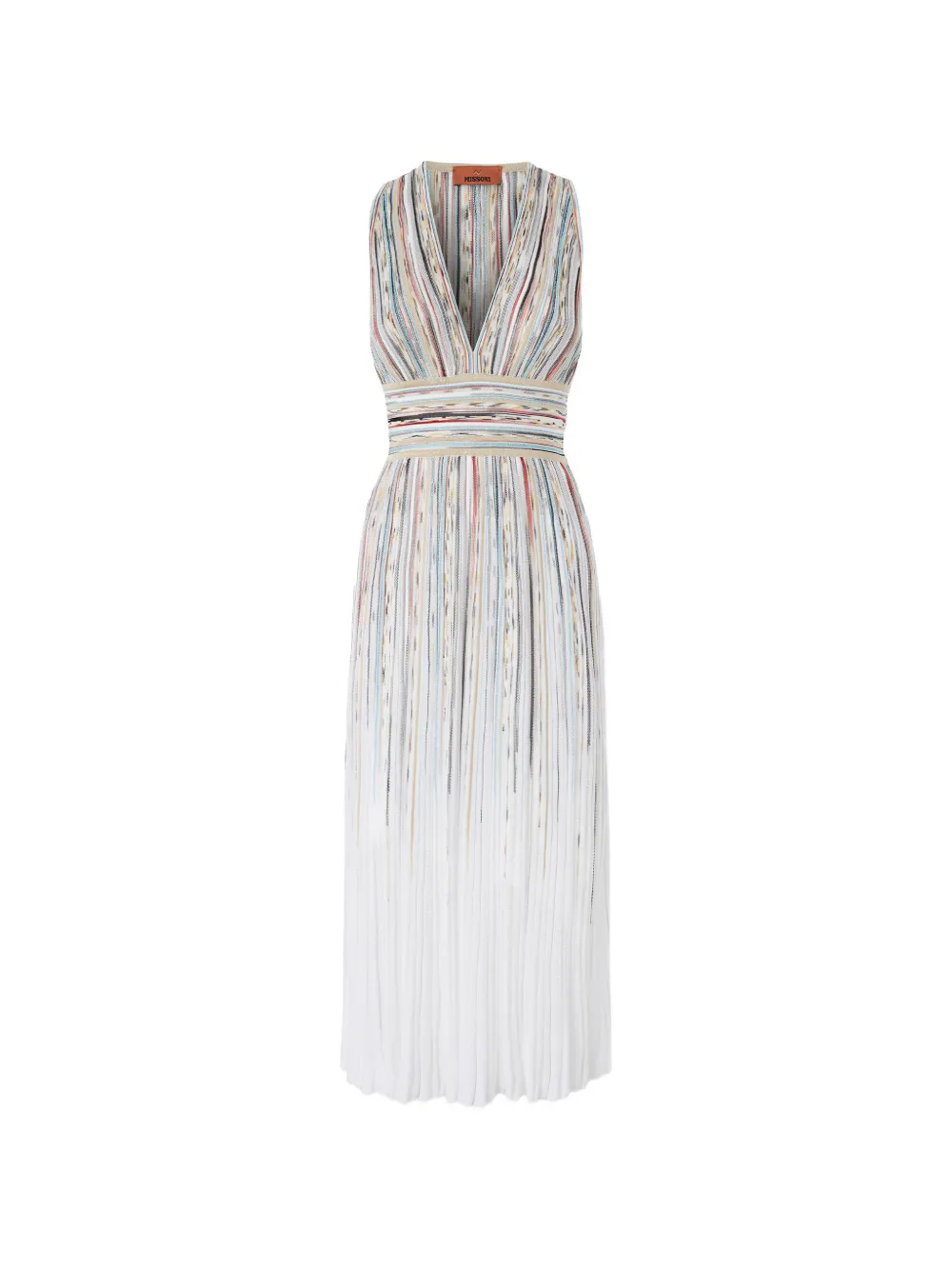 Missoni striped V-neck midi dress - Bianco