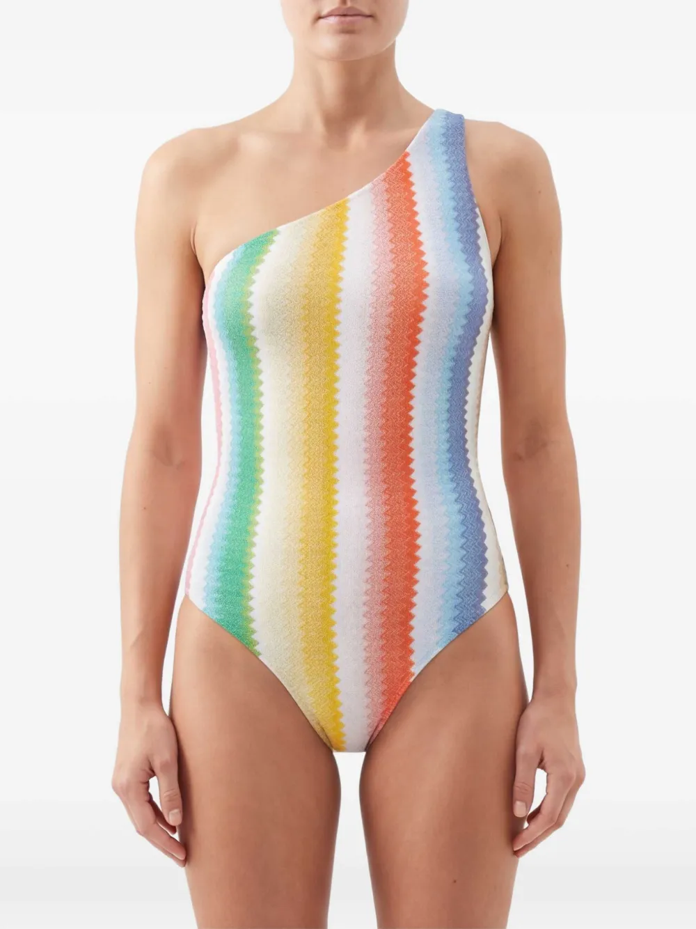 Missoni Gestreept asymmetrisch badpak Wit