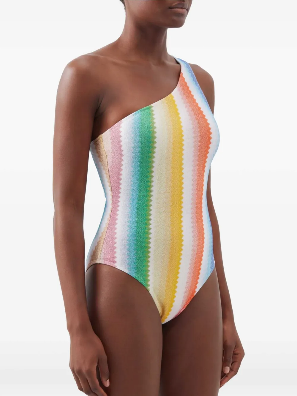 Missoni Gestreept asymmetrisch badpak Wit