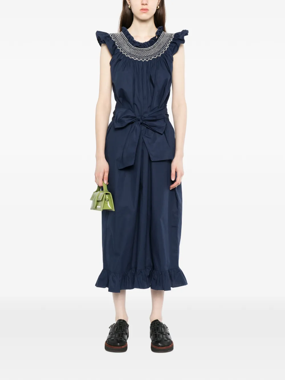 Ruffled Cotton Midi Dress