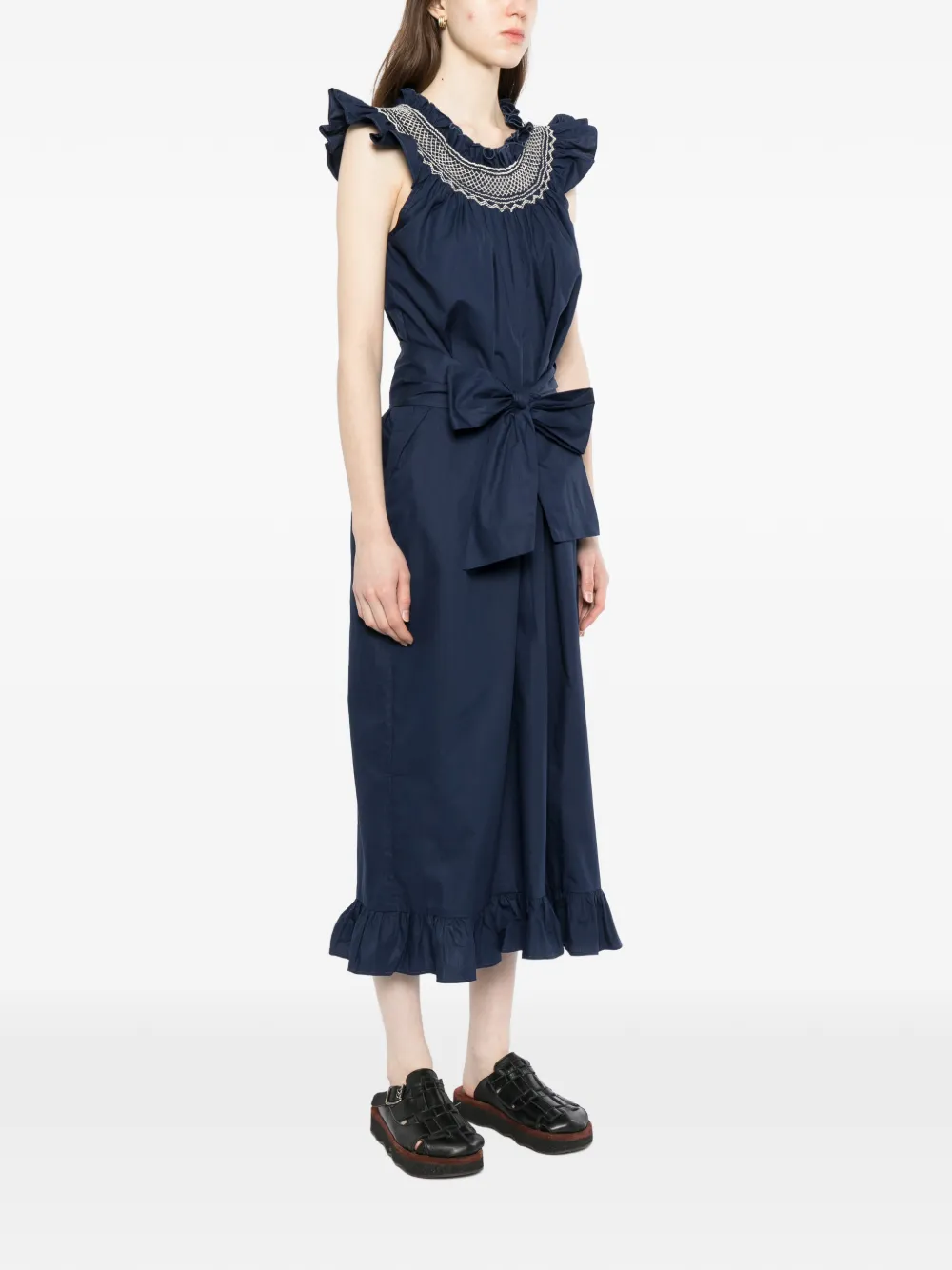 Ruffled Cotton Midi Dress