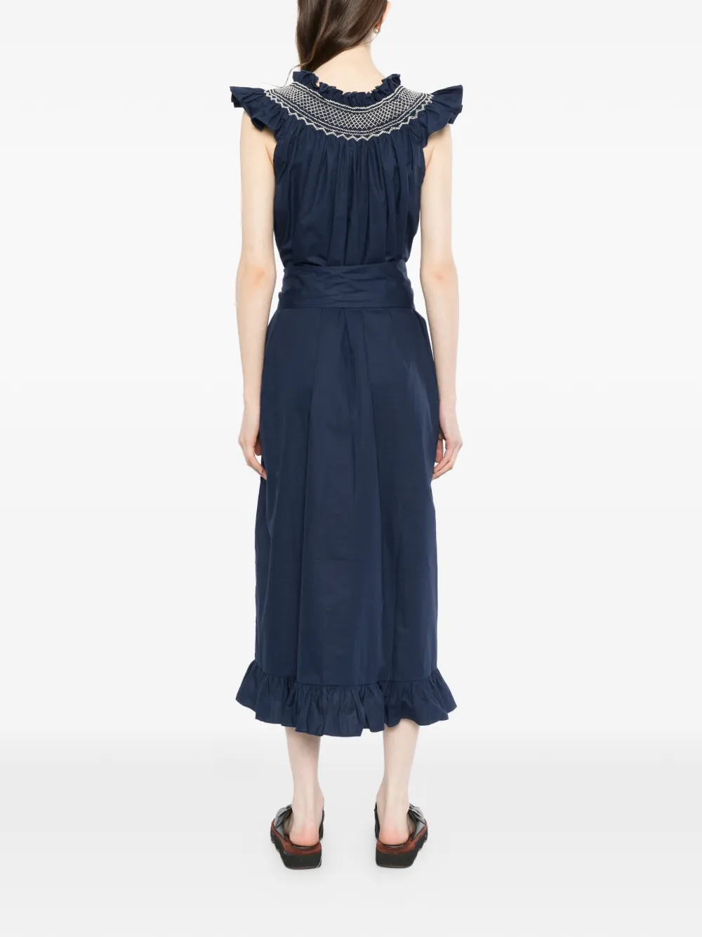 Ruffled Cotton Midi Dress