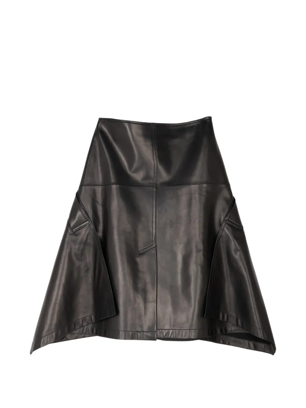 Brandon Maxwell cascade-hem leather mid skirt - Nero