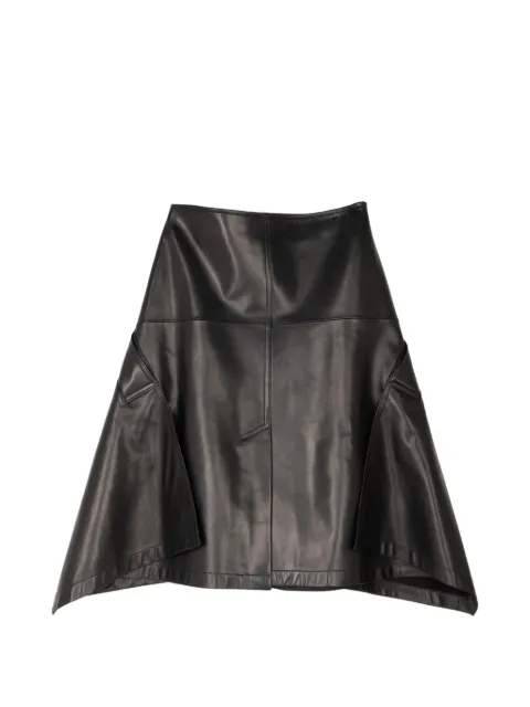 Brandon Maxwell cascade-hem leather mid skirt