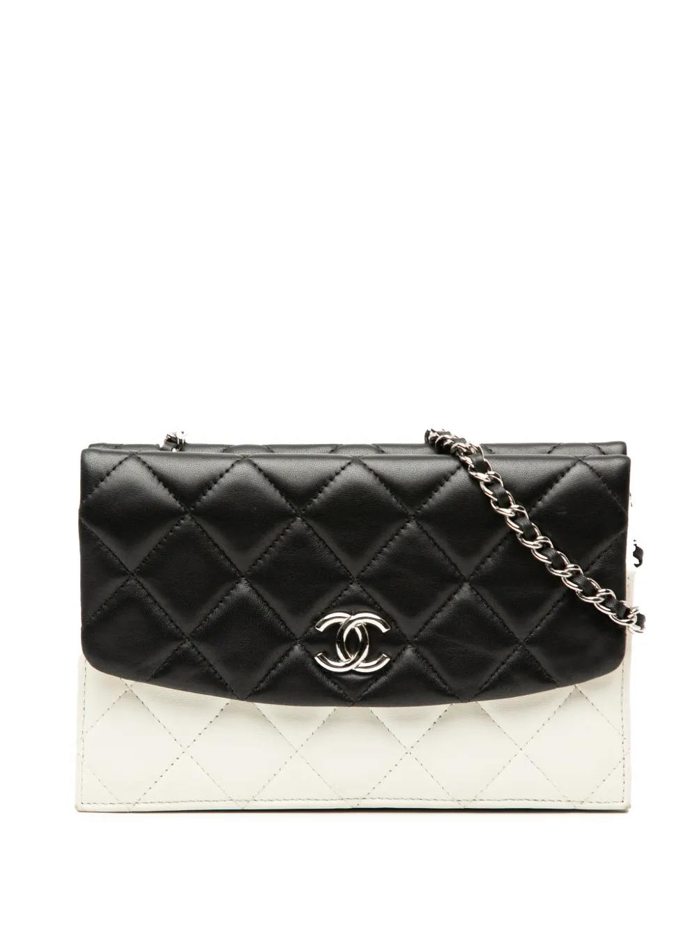 CHANEL Pre-Owned 2011 CC Bicolor Quilted Lambskin Double Sided Wallet on Chain crossbody bag - Nero