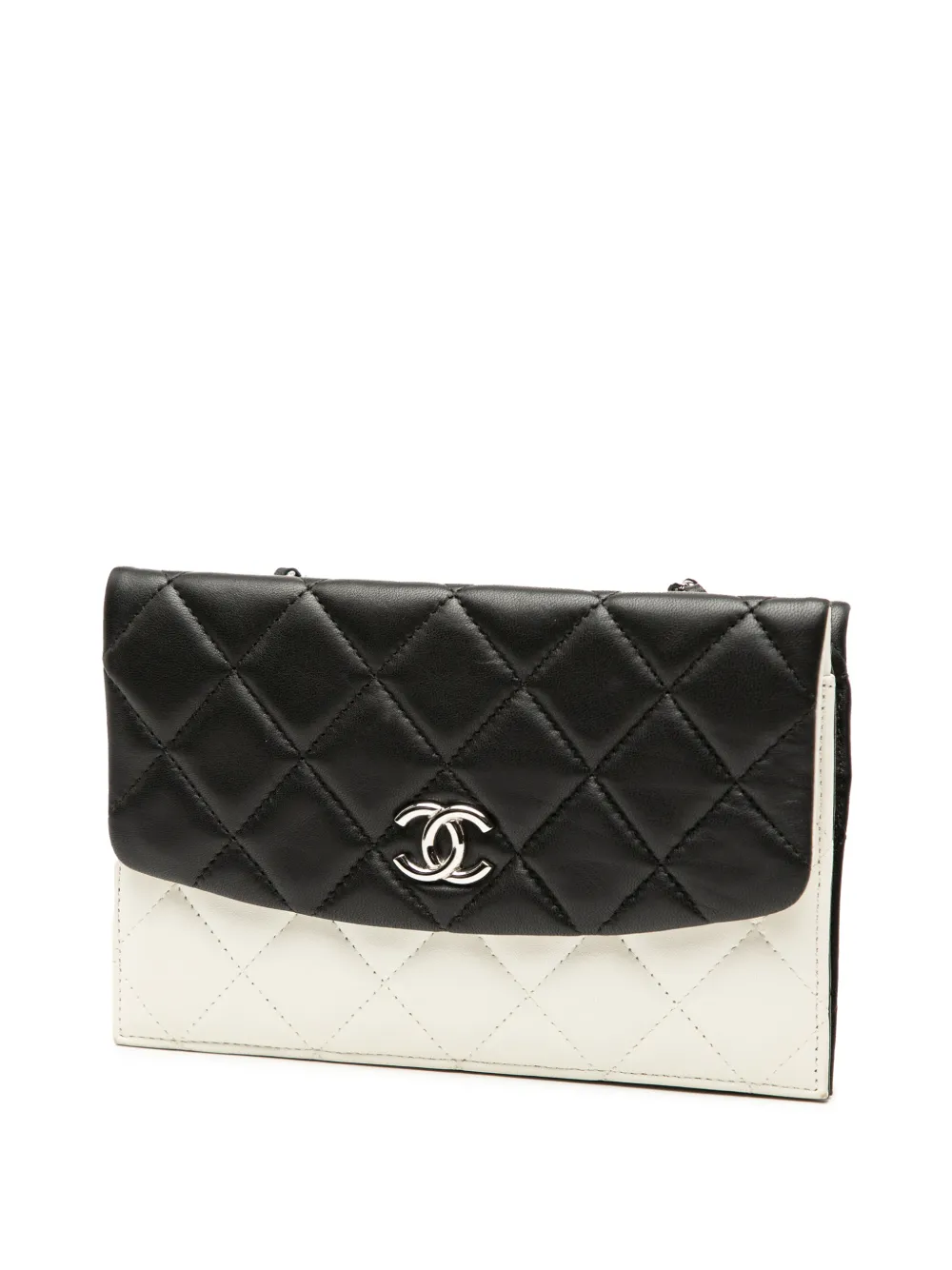 2011 Cc Bicolor Quilted Lambskin Double Sided Wallet On Chain Crossbody Bag