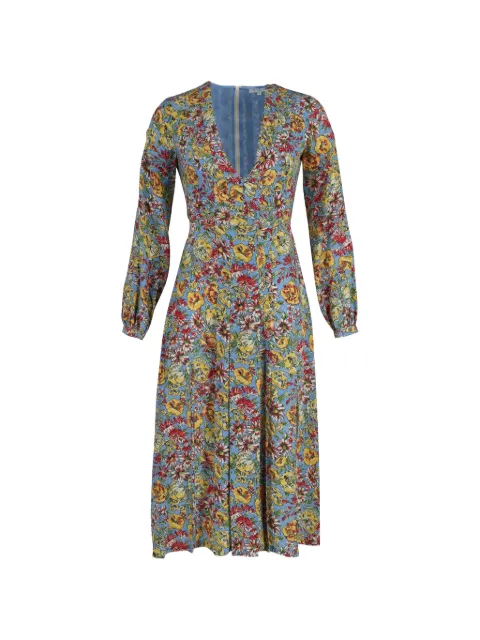 Rixo long-sleeve floral-print midi dress