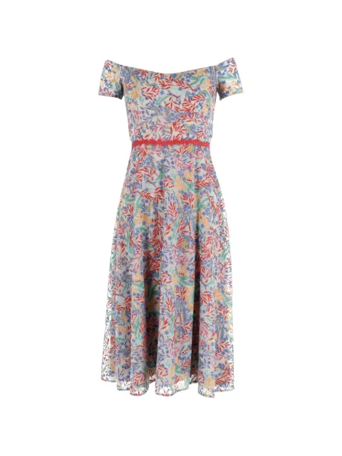Saloni off-shoulder floral-print midi dress