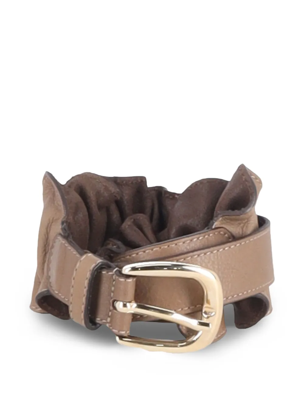 SANDRO ruffled leather belt - Marrone