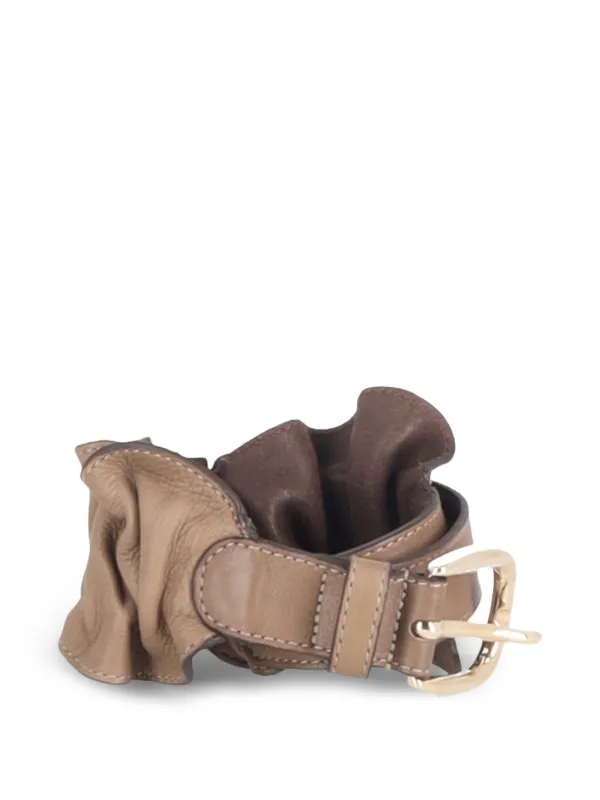Sandro Ruffled Belt in Brown Leather Sandro Paris Sandro Ruffled Belt in Brown Leather | ShopSimon main image 3