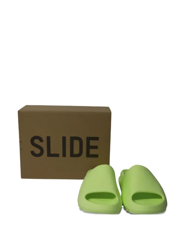 adidas gazelle silver green womens ADIDAS YEEZY SLIDES 'GLOW GREEN' – Locker SF main image 0