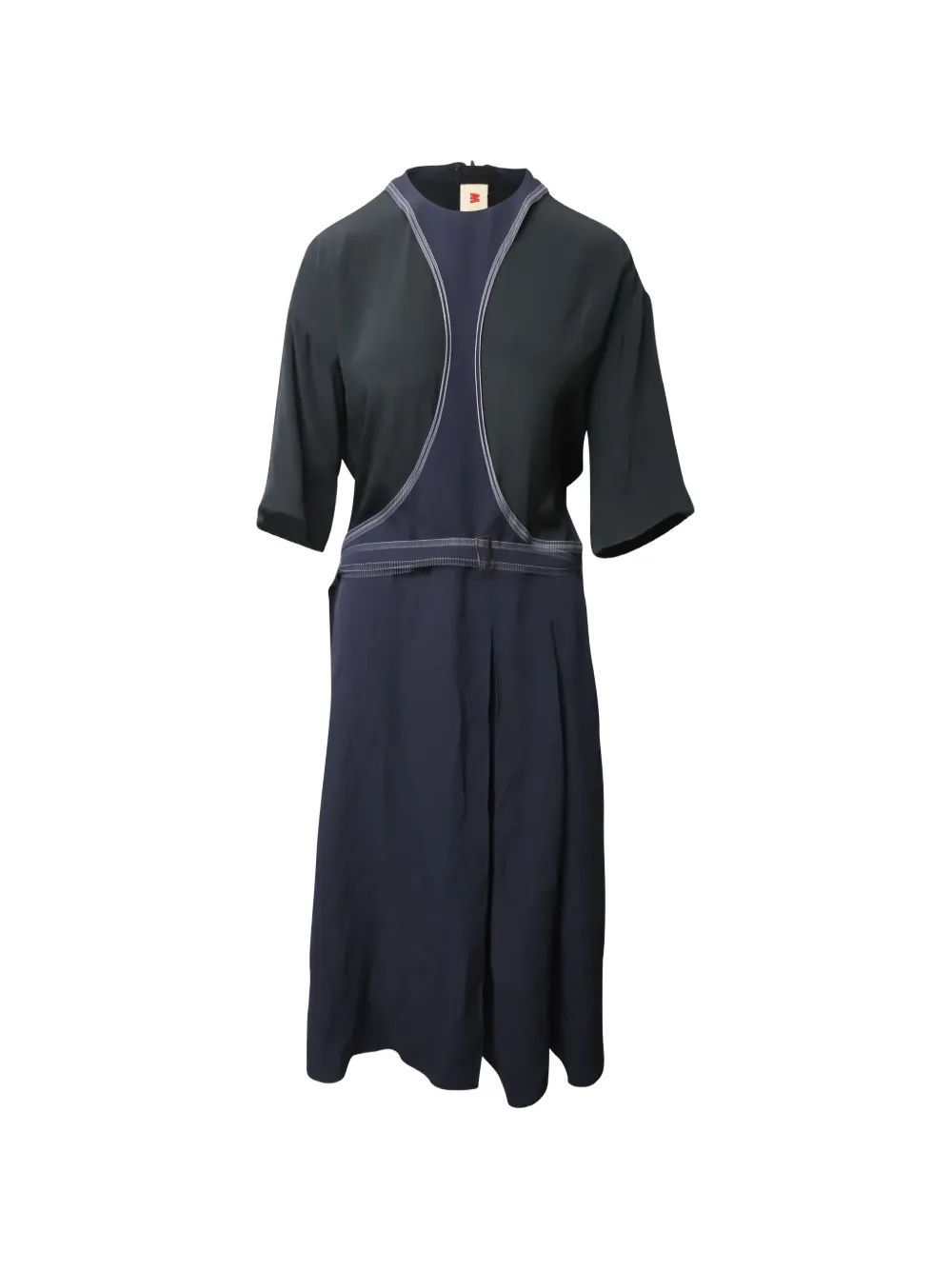 Marni Pre-Owned contrast-stitch paneled midi dress - Blu