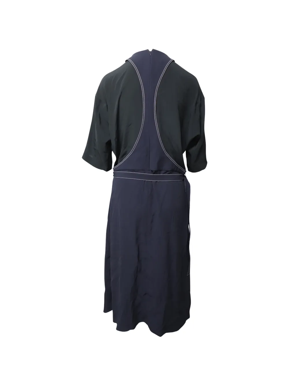 Contrast-Stitch Paneled Midi Dress