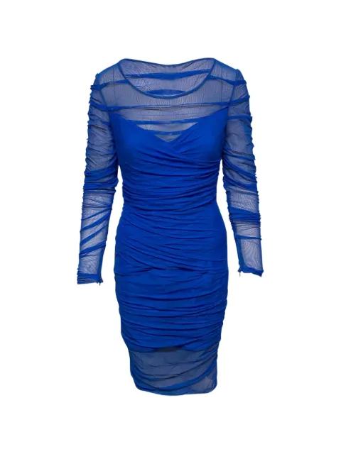 Versace Pre-Owned ruched sheer-sleeve dress