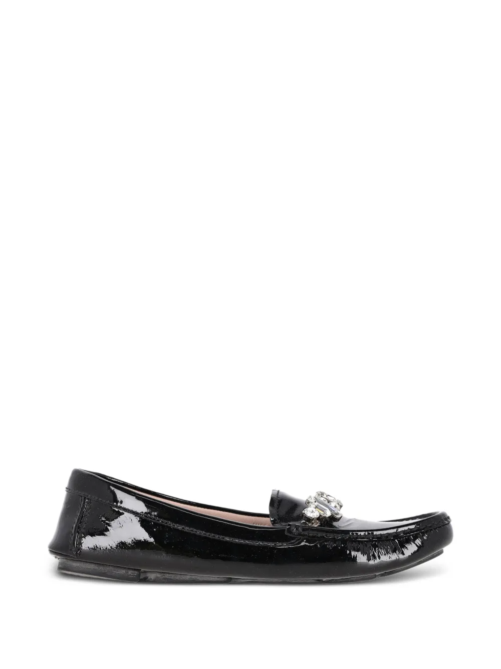 Miu Miu Pre-Owned upper-embellishment leather loafer - Nero