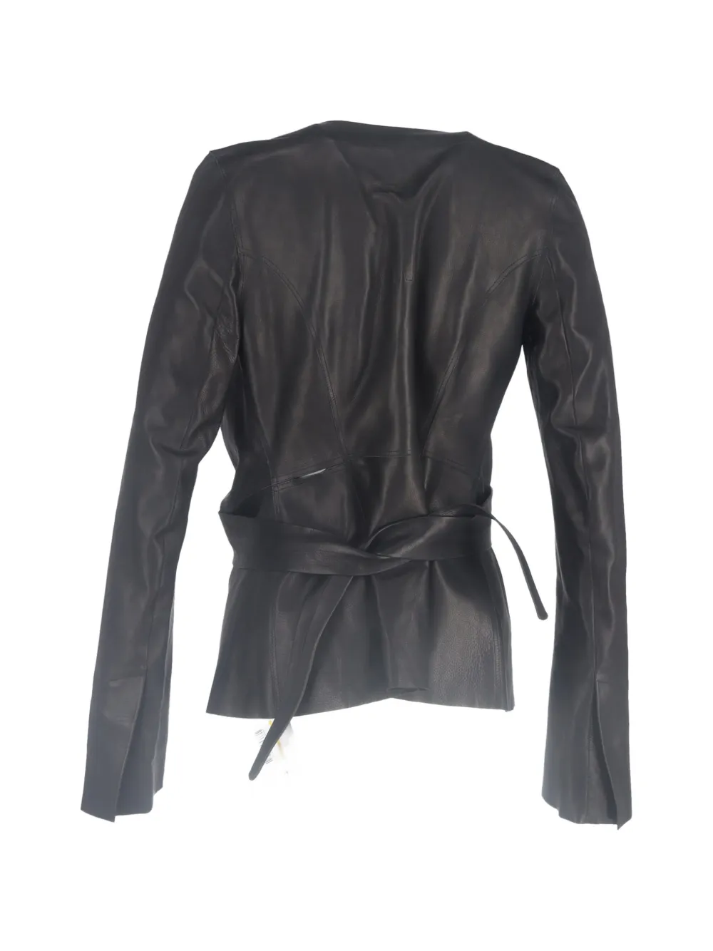 wrap-around leather jacket