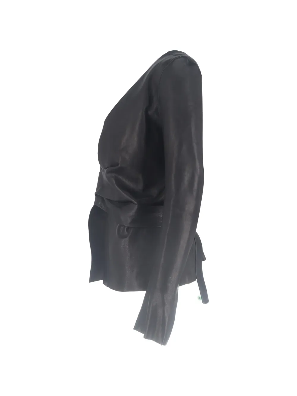 wrap-around leather jacket