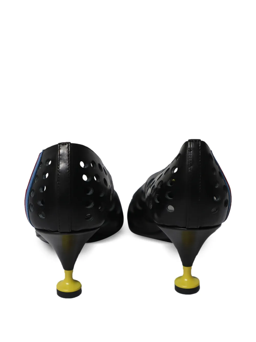 2016 Perforated Pointed-Toe Heeled Pumps