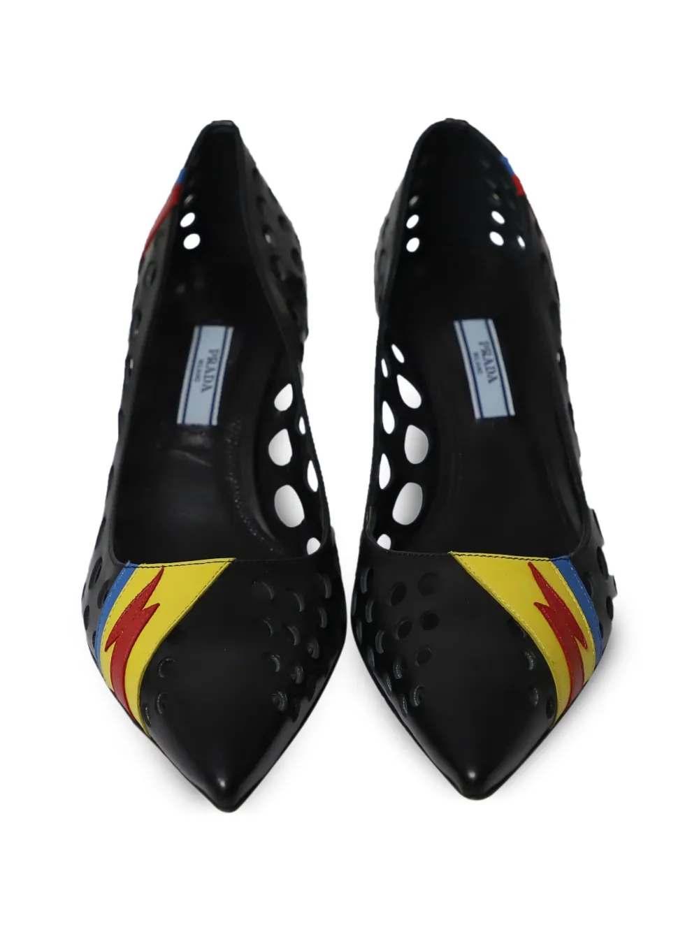 2016 Perforated Pointed-Toe Heeled Pumps