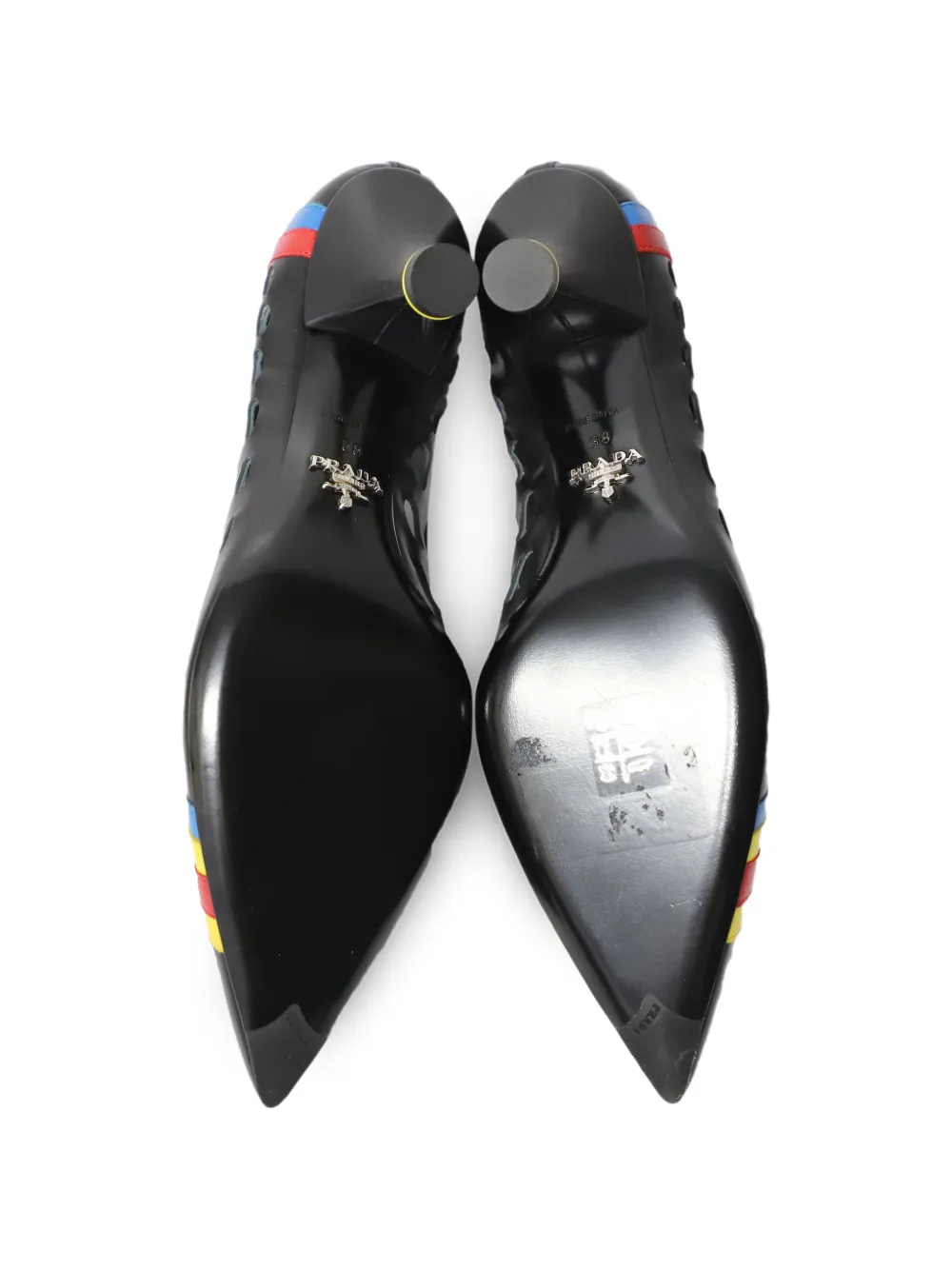 2016 Perforated Pointed-Toe Heeled Pumps