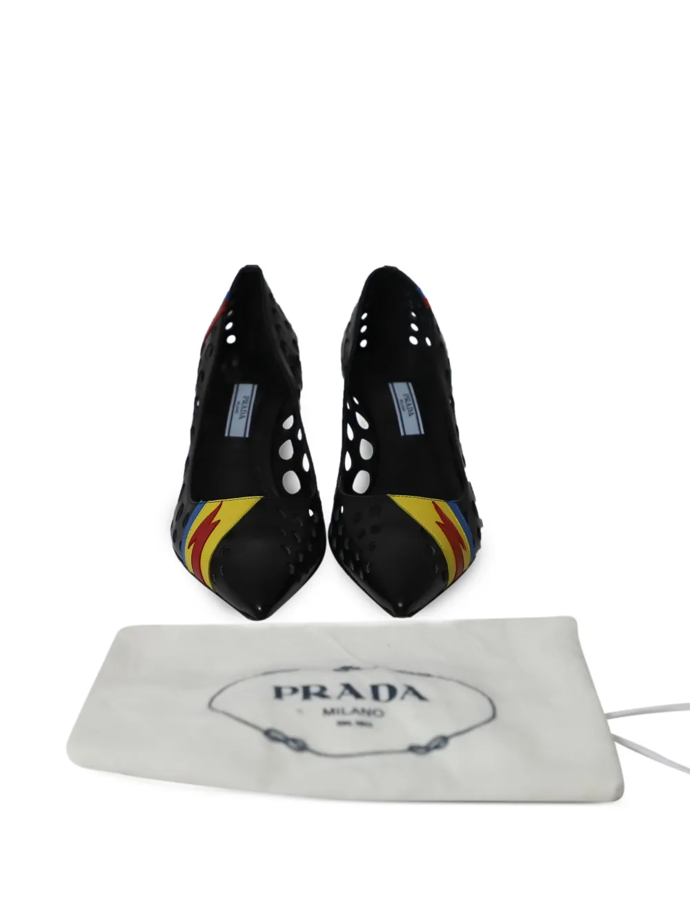 2016 Perforated Pointed-Toe Heeled Pumps