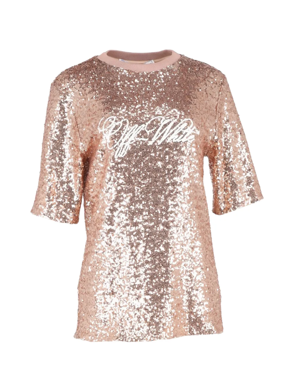 Off-White Pre-Owned logo-detail all-over-sequin T-shirt - Rosa