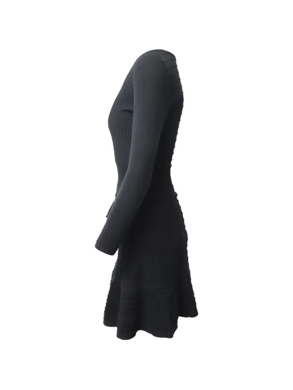SANDRO long-sleeve round-neck Dress | Black | FARFETCH
